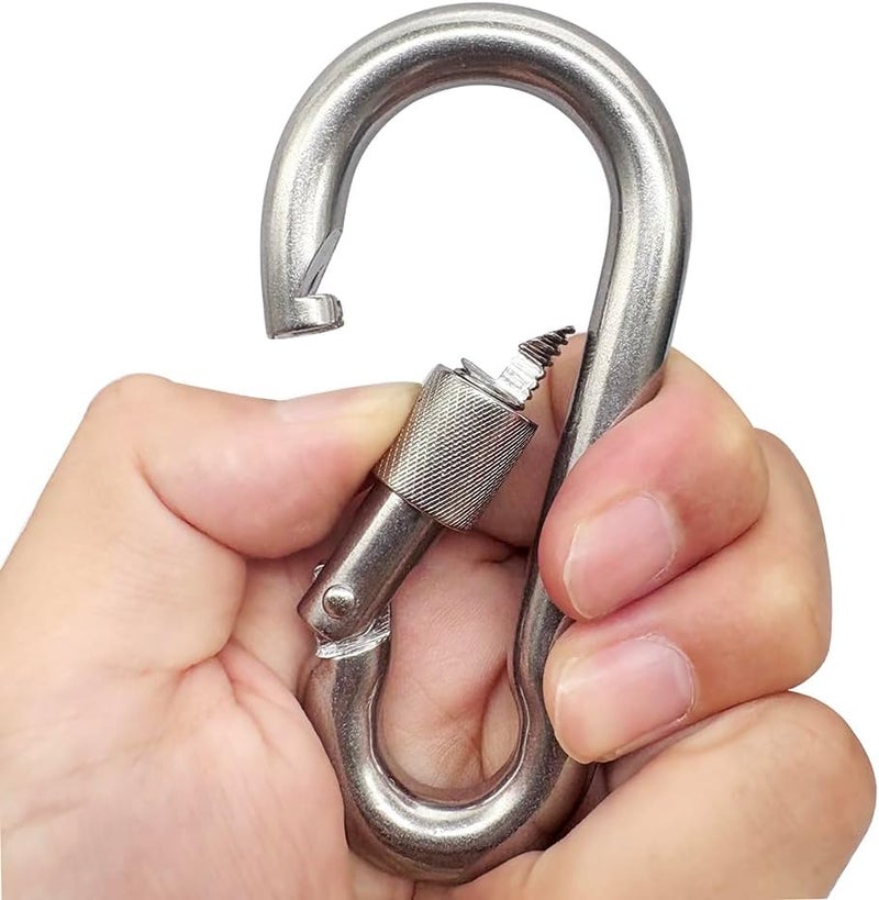 EFFIET 3.15 Inches 4 Inches Stainless Steel Carabiner for Gym Equipment Connection, Heavy Duty Spring Snap Hook Clips Buckle for Gym Exercise, Punching Bags, Hiking, Camping - Image 5